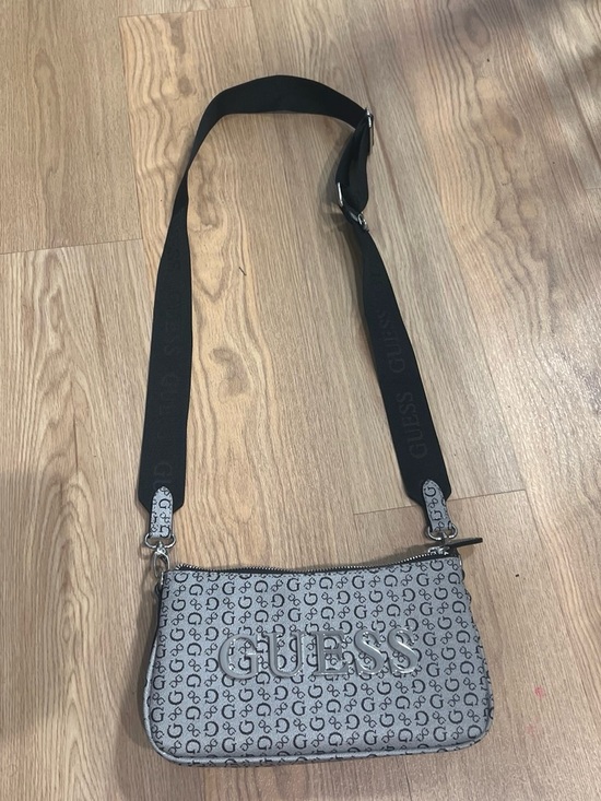 Guess Handbags - Guess Logo Monogram Crossbody Bag in Light Gray
